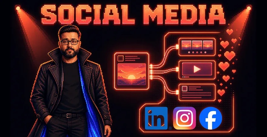 Carousels and captions posting on a schedule, built in the Social Media path